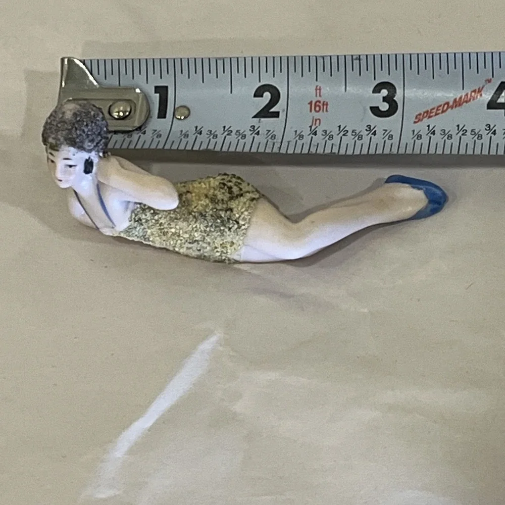 ANTIQUE ART DECO GERMAN BISQUE BATHING BEAUTY NUDE FIGURINE Vtg 5684 Textured